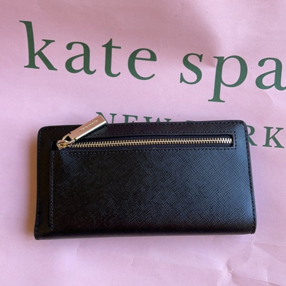 Kate Spade Staci Large Slim Bifold Wallet Black - Picture 13 of 16